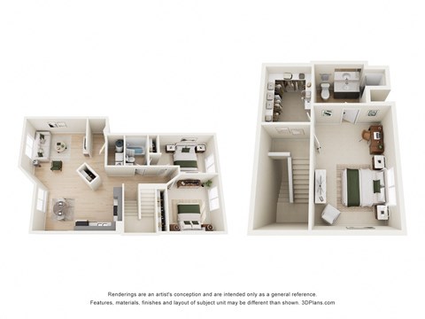 Floor plan for 3 beds, 2 baths, 1350 sqft